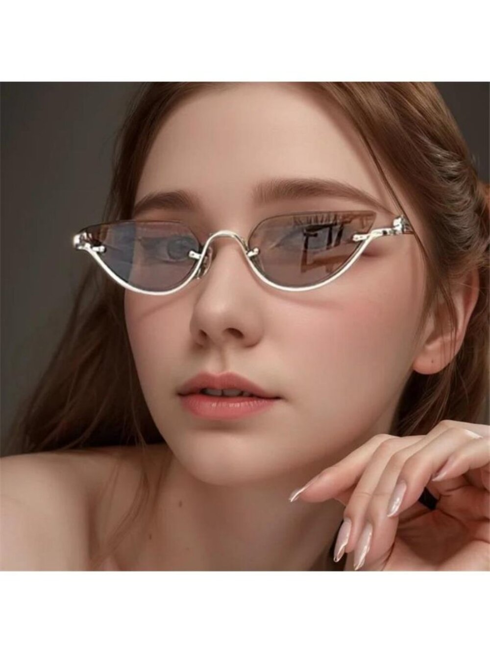 Retro  Metal Half Sunglasses